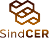 Logo da SindCER. Na parte de cima o símbolo e na parte de baixa o nome.